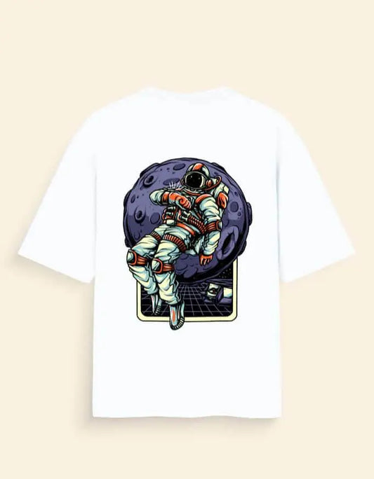 Oversized Moon Astronaut Back Print T-Shirt – Space Explorer Graphic Tee for Men & Women Baklol Wear