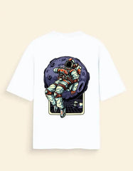 Oversized Moon Astronaut Back Print T-Shirt – Space Explorer Graphic Tee for Men & Women Baklol Wear