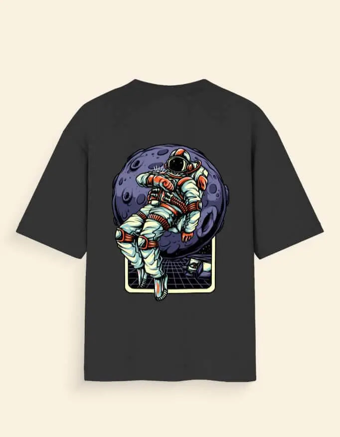 Oversized Moon Astronaut Back Print T-Shirt – Space Explorer Graphic Tee for Men & Women Baklol Wear