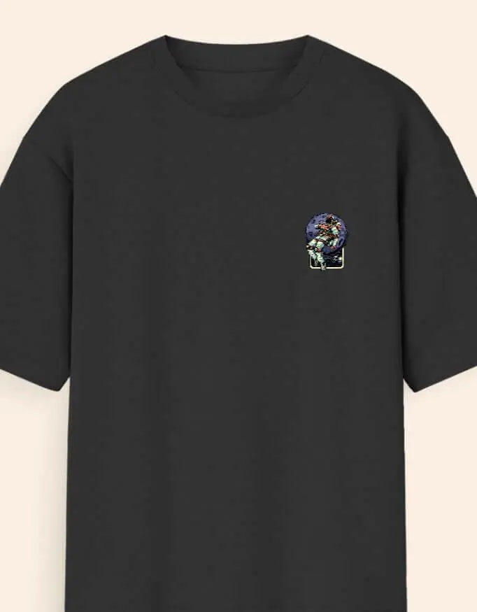 Oversized Moon Astronaut Back Print T-Shirt – Space Explorer Graphic Tee for Men & Women Baklol Wear