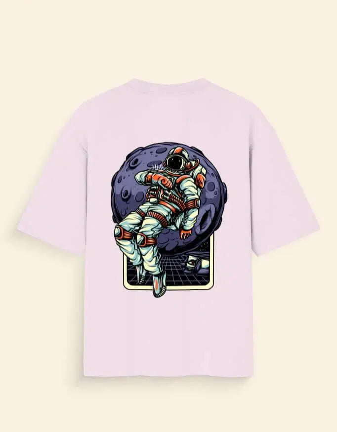 Oversized Moon Astronaut Back Print T-Shirt – Space Explorer Graphic Tee for Men & Women Baklol Wear