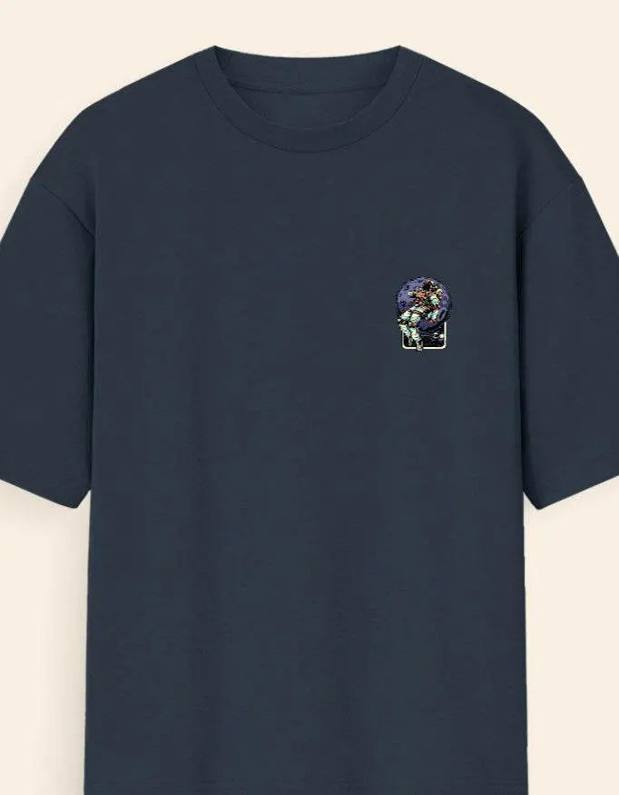 Oversized Moon Astronaut Back Print T-Shirt – Space Explorer Graphic Tee for Men & Women Baklol Wear