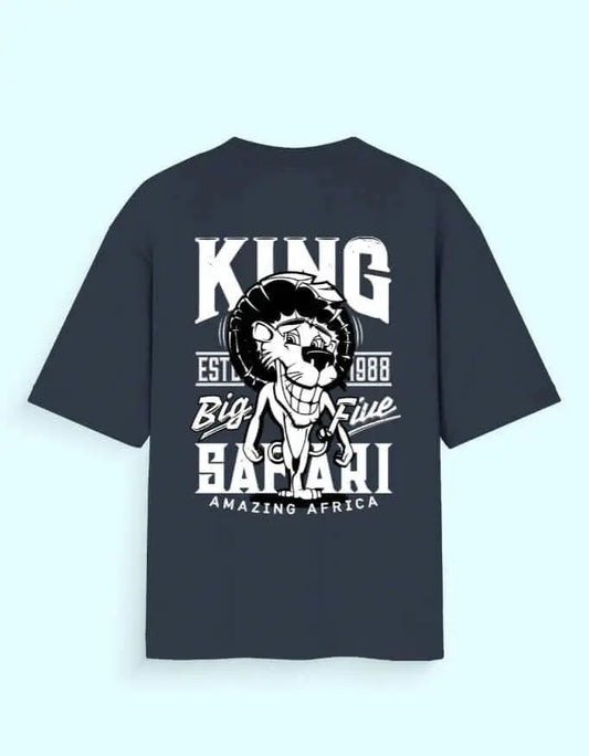 Oversized Safari Lion King Back Print T-Shirt – Big Five Wildlife Africa Graphic Tee Baklol Wear