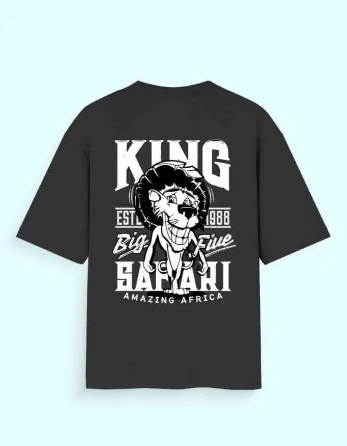 Oversized Safari Lion King Back Print T-Shirt – Big Five Wildlife Africa Graphic Tee Baklol Wear