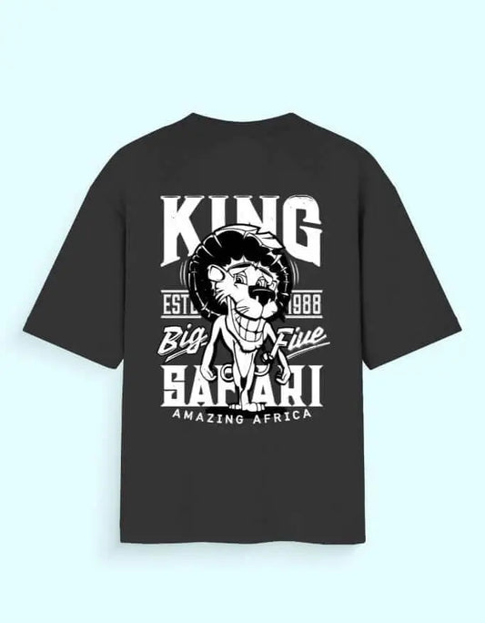Oversized Safari Lion King Back Print T-Shirt – Big Five Wildlife Africa Graphic Tee Baklol Wear