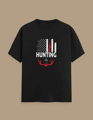 Premium Hunting American Flag and Deer Antler Graphic Unisex Classic Crew T-Shirt - Baklol Wear
