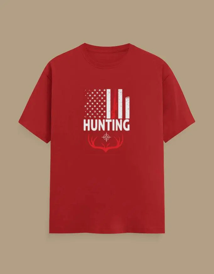 Premium Hunting American Flag and Deer Antler Graphic Unisex Classic Crew T-Shirt - Baklol Wear
