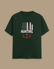 Premium Hunting American Flag and Deer Antler Graphic Unisex Classic Crew T-Shirt - Baklol Wear