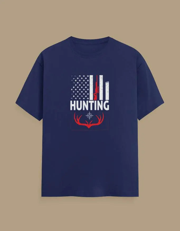Premium Hunting American Flag and Deer Antler Graphic Unisex Classic Crew T-Shirt - Baklol Wear