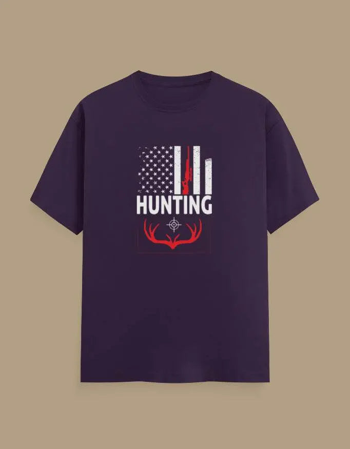 Premium Hunting American Flag and Deer Antler Graphic Unisex Classic Crew T-Shirt - Baklol Wear