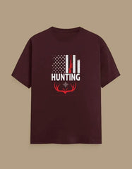 Premium Hunting American Flag and Deer Antler Graphic Unisex Classic Crew T-Shirt - Baklol Wear