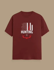 Premium Hunting American Flag and Deer Antler Graphic Unisex Classic Crew T-Shirt - Baklol Wear