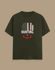 Premium Hunting American Flag and Deer Antler Graphic Unisex Classic Crew T-Shirt - Baklol Wear
