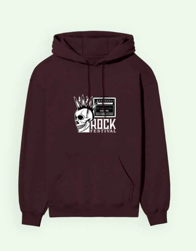 Rock Festival Unisex Hoodie – Skull & Amp Graphic Sweatshirt for Concert Fans Baklol Wear