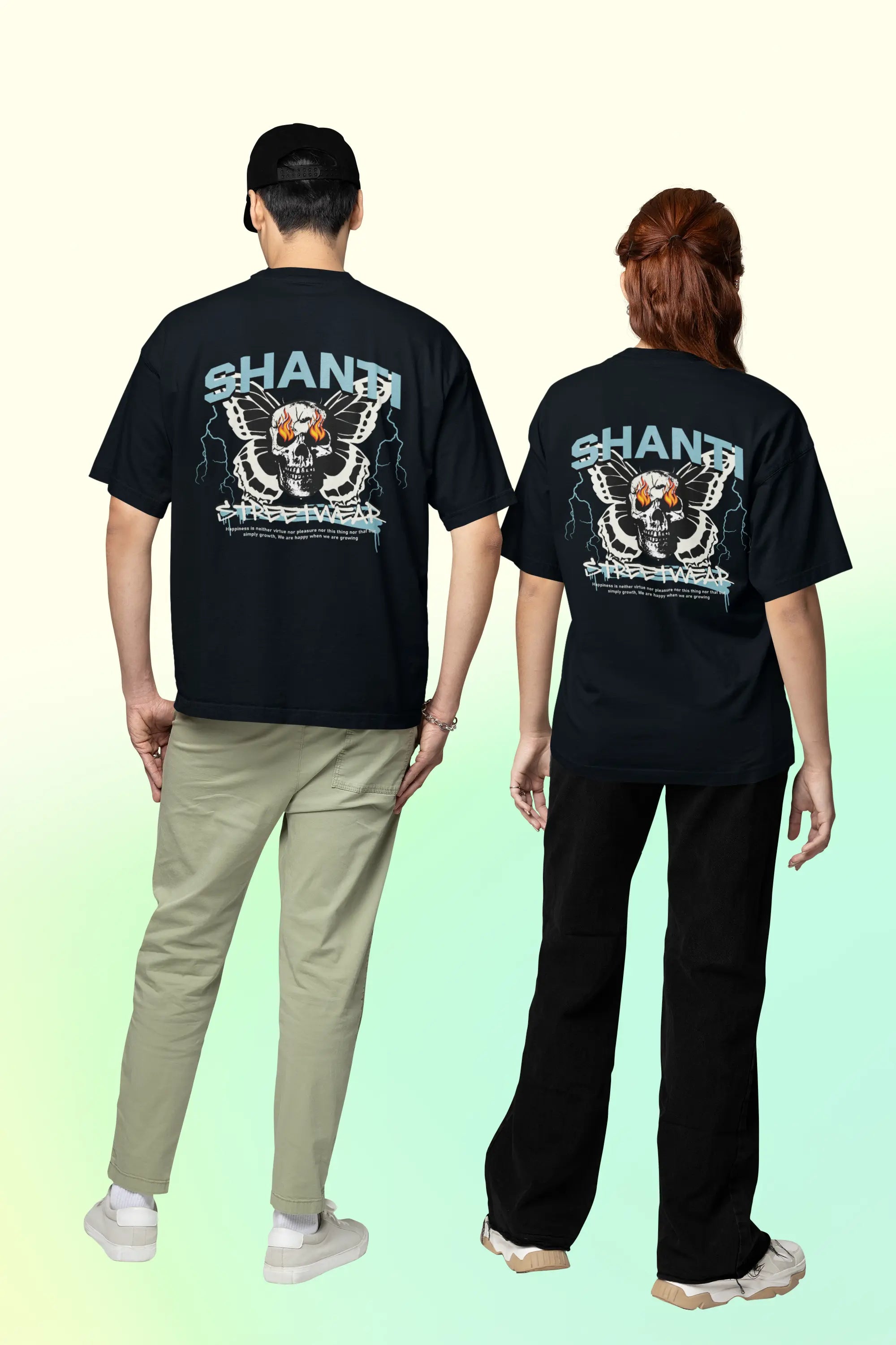 Shanti Skull Oversized Streetwear T-Shirt—Edgy Graphic Design Baklol Wear