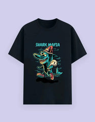 Shark Mafia Cartoon Graphic T-Shirt – Cool Illustrated Streetwear Tee for Men Baklol Wear