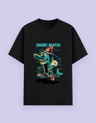 Shark Mafia Cartoon Graphic T-Shirt – Cool Illustrated Streetwear Tee for Men Baklol Wear