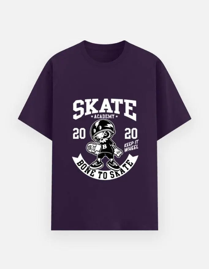 Skate Academy Bone to Skate Graphic T-Shirt – Retro Skateboarder Cartoon Streetwear Tee Baklol Wear