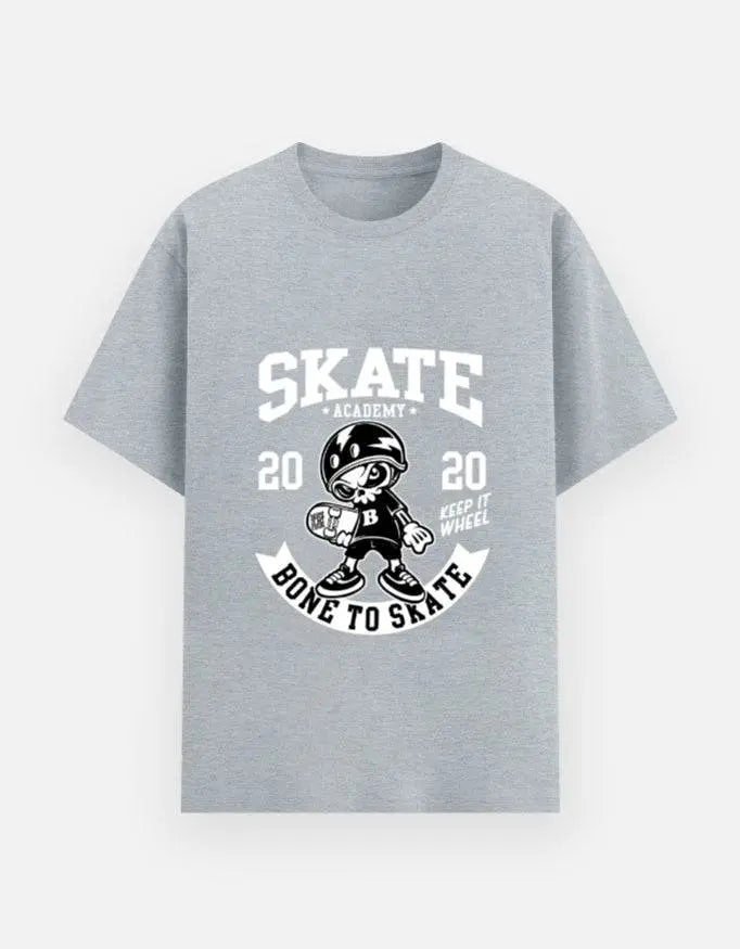 Skate Academy Bone to Skate Graphic T-Shirt – Retro Skateboarder Cartoon Streetwear Tee Baklol Wear