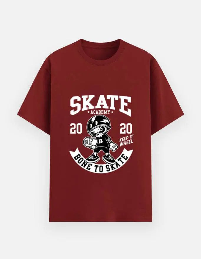 Skate Academy Bone to Skate Graphic T-Shirt – Retro Skateboarder Cartoon Streetwear Tee Baklol Wear