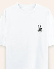 Skeleton Peace Sign Graphic Oversize T-Shirt | Trendy Streetwear Unisex Tee Baklol Wear