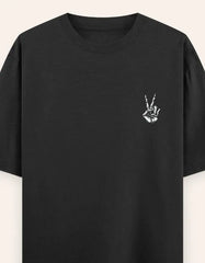 Skeleton Peace Sign Graphic Oversize T-Shirt | Trendy Streetwear Unisex Tee Baklol Wear