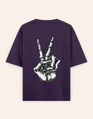 Skeleton Peace Sign Graphic Oversize T-Shirt | Trendy Streetwear Unisex Tee Baklol Wear