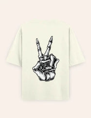 Skeleton Peace Sign Graphic Oversize T-Shirt | Trendy Streetwear Unisex Tee Baklol Wear