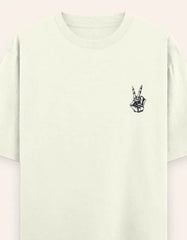 Skeleton Peace Sign Graphic Oversize T-Shirt | Trendy Streetwear Unisex Tee Baklol Wear