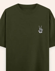Skeleton Peace Sign Graphic Oversize T-Shirt | Trendy Streetwear Unisex Tee Baklol Wear