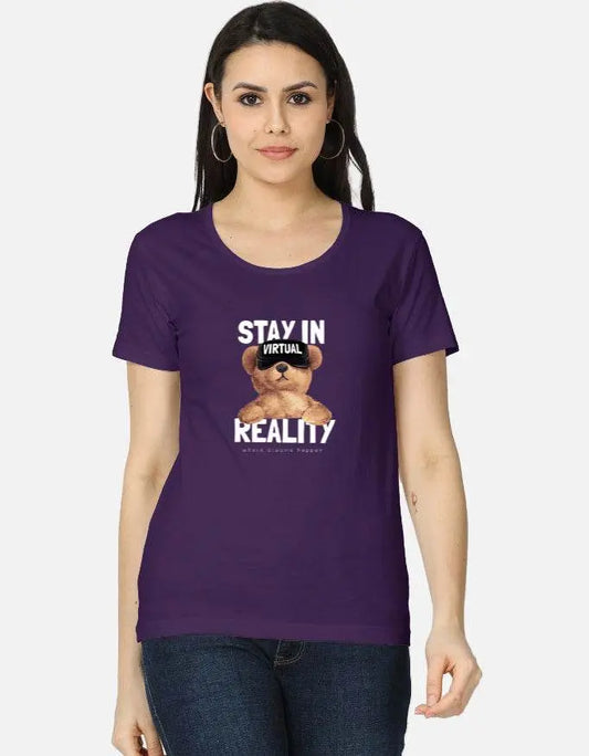 Stay in Virtual Reality Teddy Graphic T-Shirt Baklol Wear
