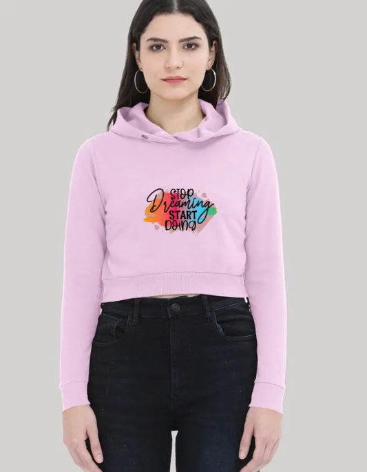 Stop Dreaming Start Doing Crop Hoodie – Lavender Motivational Streetwear for Women | Baklolwear Baklol Wear