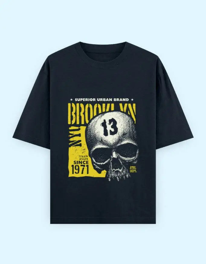 Urban Skull Graphic Oversize T-Shirt – Brooklyn 1971 Superior Brand Baklol Wear