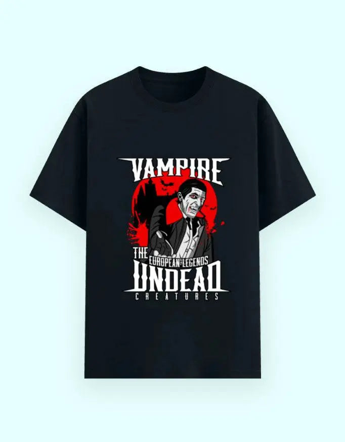 Vampire Undead Legends Graphic T-Shirt for Men – European Gothic Mythology Fantasy Tee Baklol Wear