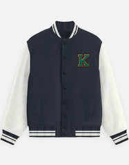 Varsity Letterman Jacket for Men – Wool Bomber with Chenille K Patch - Baklol Wear