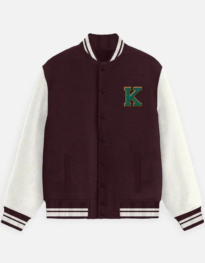 Varsity Letterman Jacket for Men – Wool Bomber with Chenille K Patch - Baklol Wear