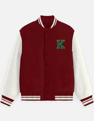 Varsity Letterman Jacket for Men – Wool Bomber with Chenille K Patch - Baklol Wear