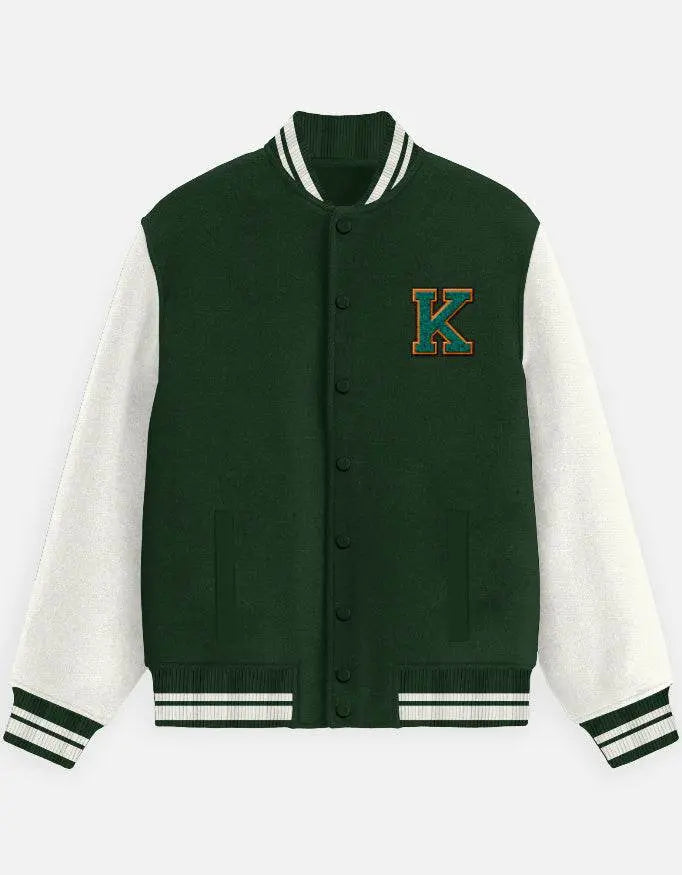 Varsity Letterman Jacket for Men – Wool Bomber with Chenille K Patch - Baklol Wear