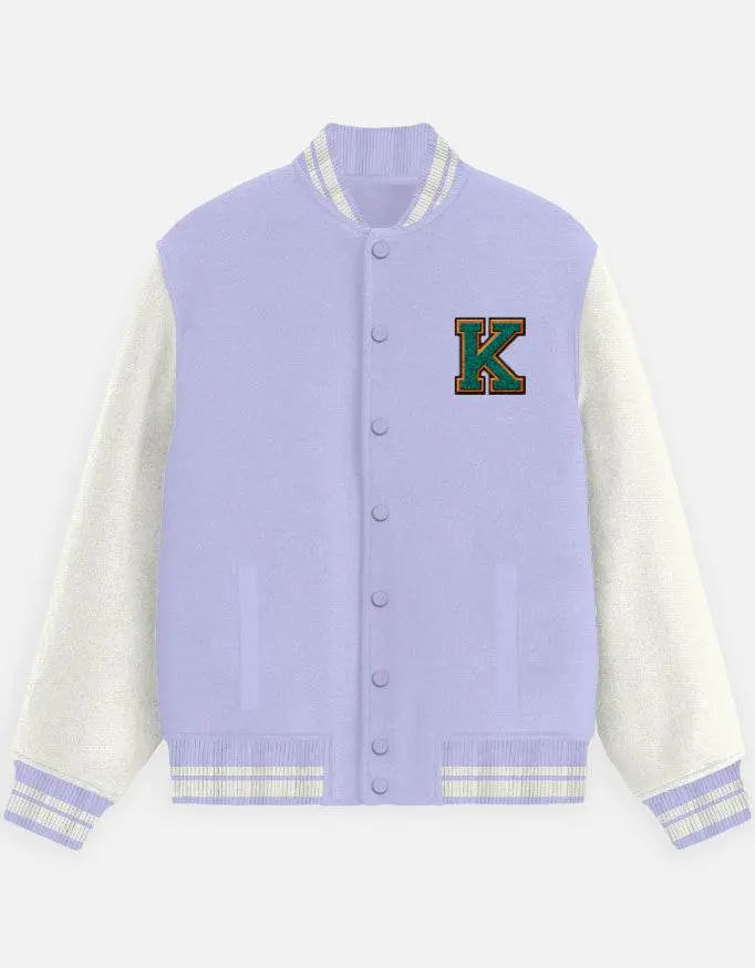 Varsity Letterman Jacket for Men – Wool Bomber with Chenille K Patch - Baklol Wear