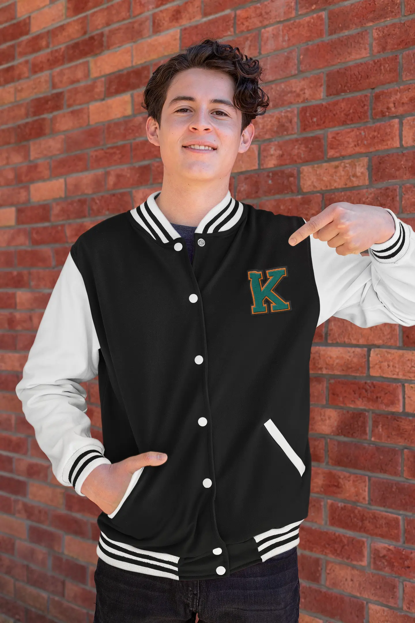 Varsity Letterman Jacket for Men – Wool Bomber with Chenille K Patch - Baklol Wear