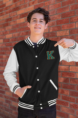 Varsity Letterman Jacket for Men – Wool Bomber with Chenille K Patch - Baklol Wear