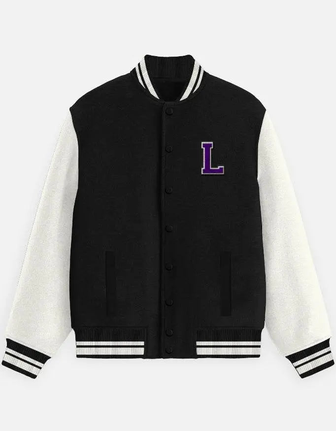 Varsity Letterman Jacket for Men – Wool Bomber with Chenille L Patch - Baklol Wear