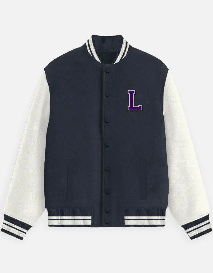Varsity Letterman Jacket for Men – Wool Bomber with Chenille L Patch - Baklol Wear