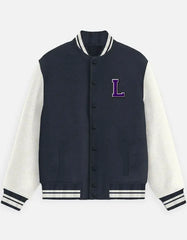 Varsity Letterman Jacket for Men – Wool Bomber with Chenille L Patch - Baklol Wear