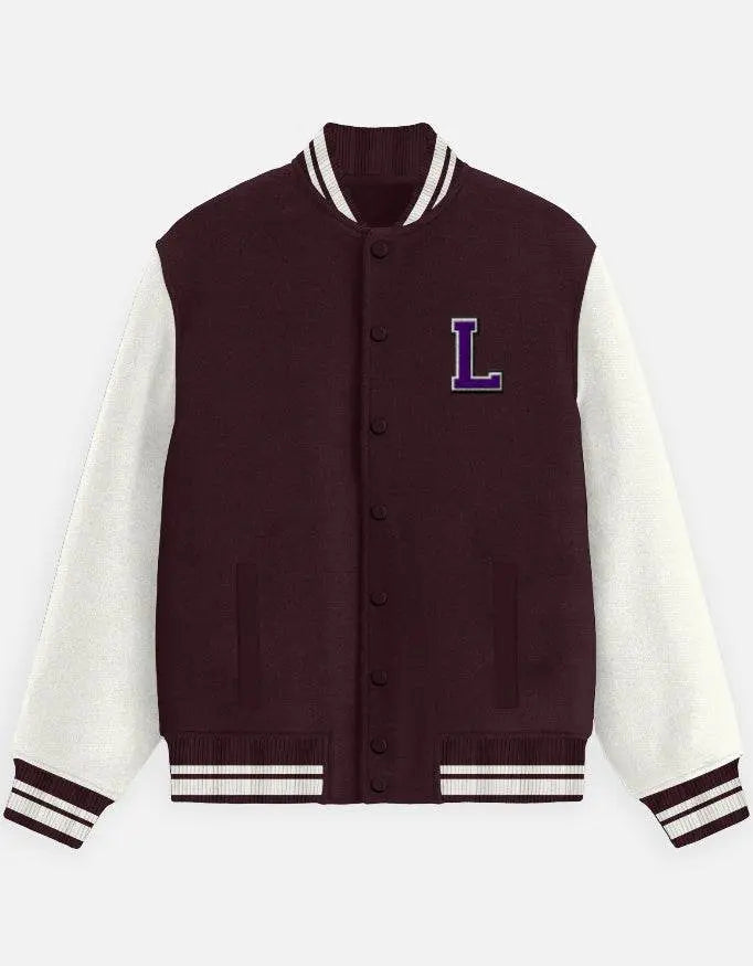 Varsity Letterman Jacket for Men – Wool Bomber with Chenille L Patch - Baklol Wear