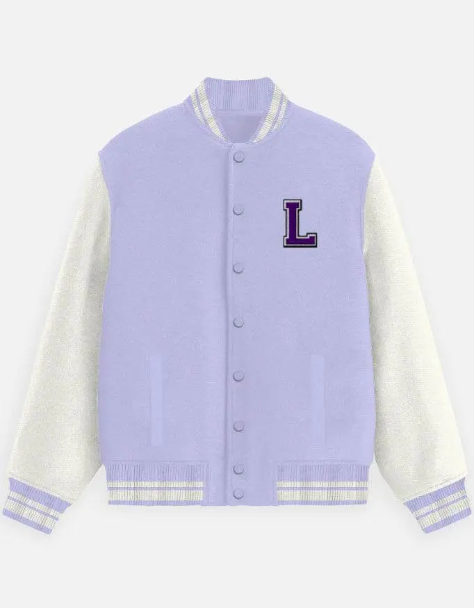 Varsity Letterman Jacket for Men – Wool Bomber with Chenille L Patch - Baklol Wear