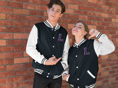 Varsity Letterman Jacket for Men – Wool Bomber with Chenille L Patch - Baklol Wear