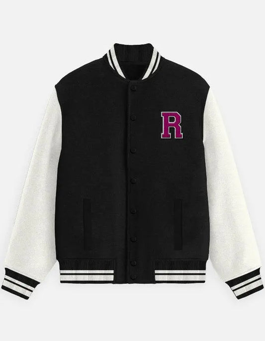Varsity Letterman Jacket for Men – Wool Bomber with Chenille R Patch - Baklol Wear