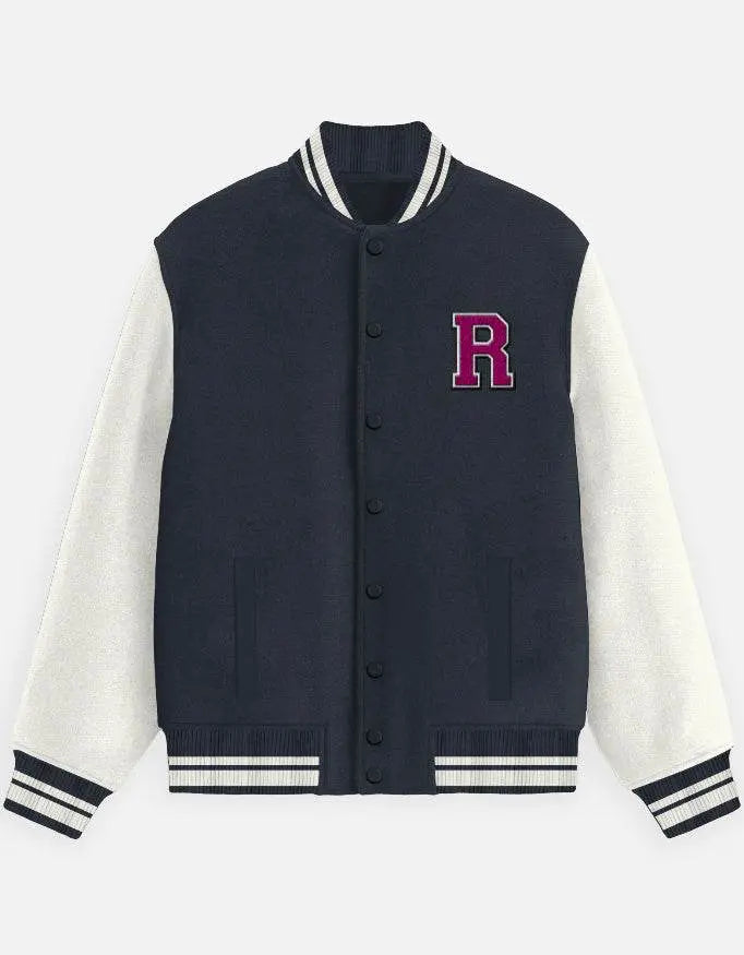 Varsity Letterman Jacket for Men – Wool Bomber with Chenille R Patch - Baklol Wear