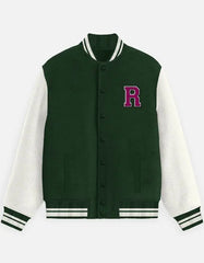 Varsity Letterman Jacket for Men – Wool Bomber with Chenille R Patch - Baklol Wear
